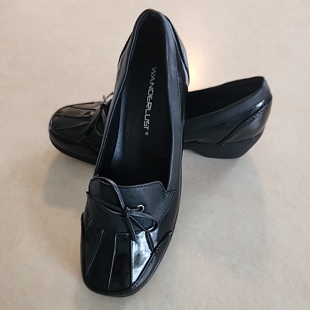 NEW Wanderlust Women's Sz 6.5W Black Vegan Patent Leather Topsider Duck Shoes - Picture 7 of 11